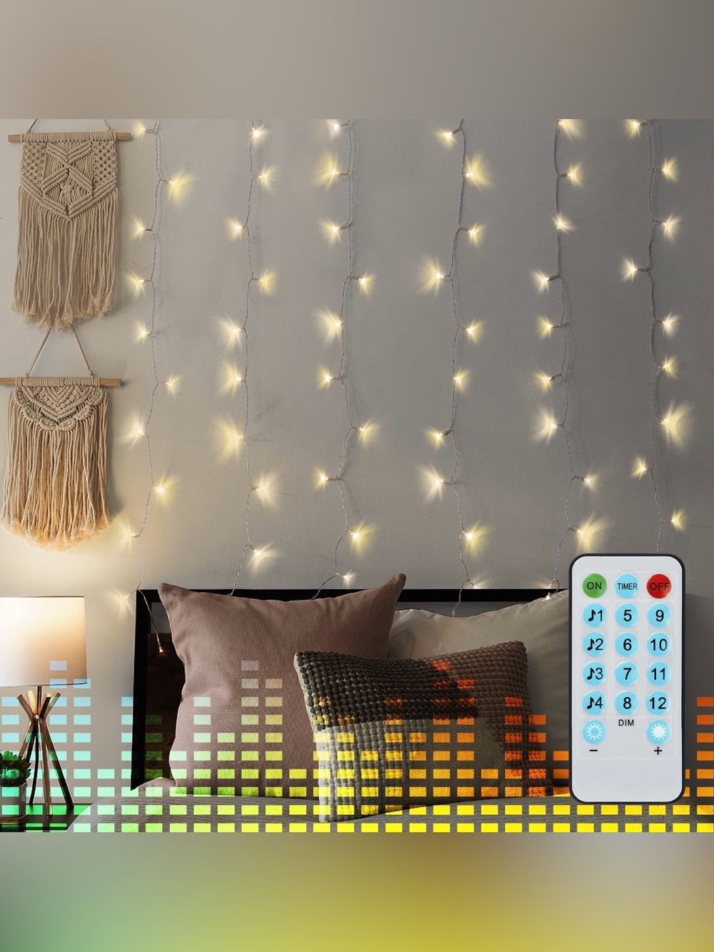 Merkury Innovations Warm White Music Reactive Curtain Lights & LED Light Strip
